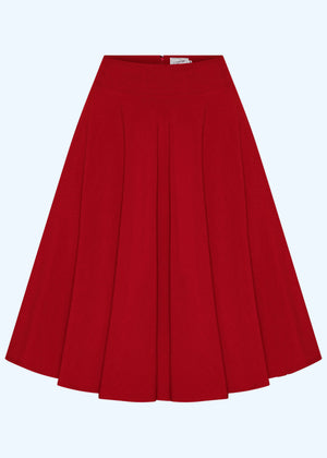 1950'er stils swingnederdel i linen - rød swing nederdel Daisy Dapper 