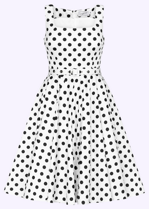 Rosie swing dress with wide straps - white with black dots