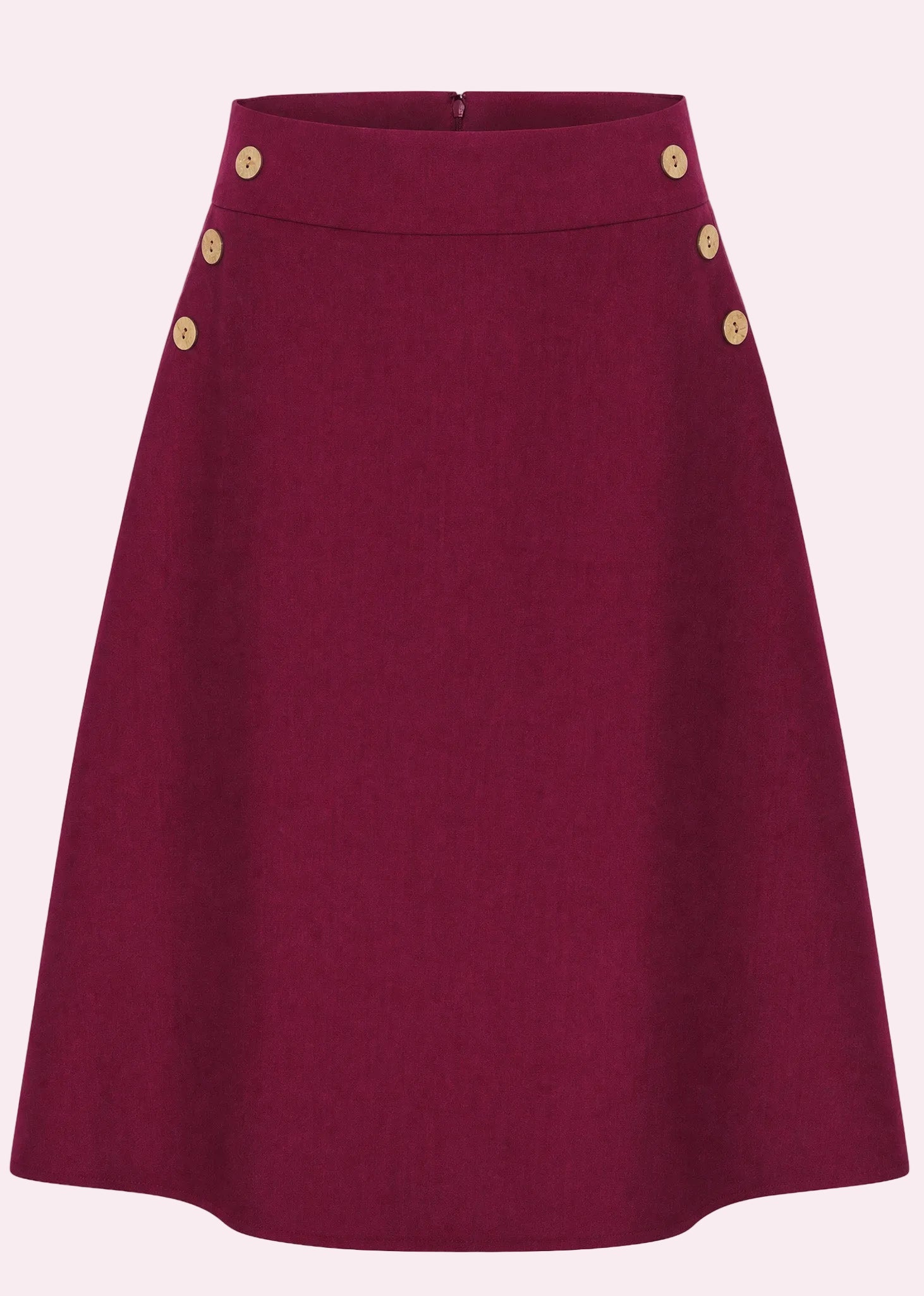 A-line skirt with buttons - berry linen