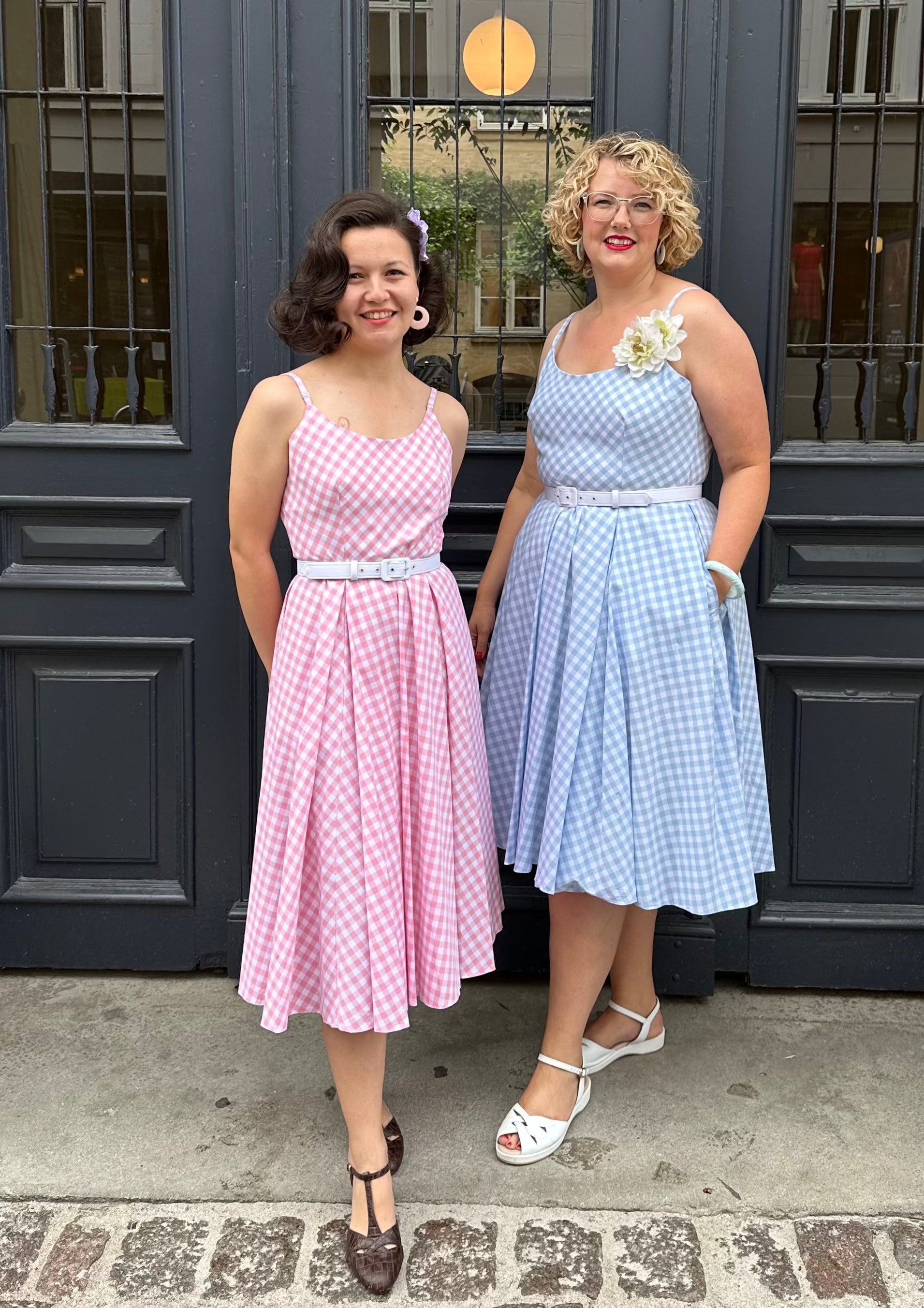 Priscilla swing dress - pink gingham checks