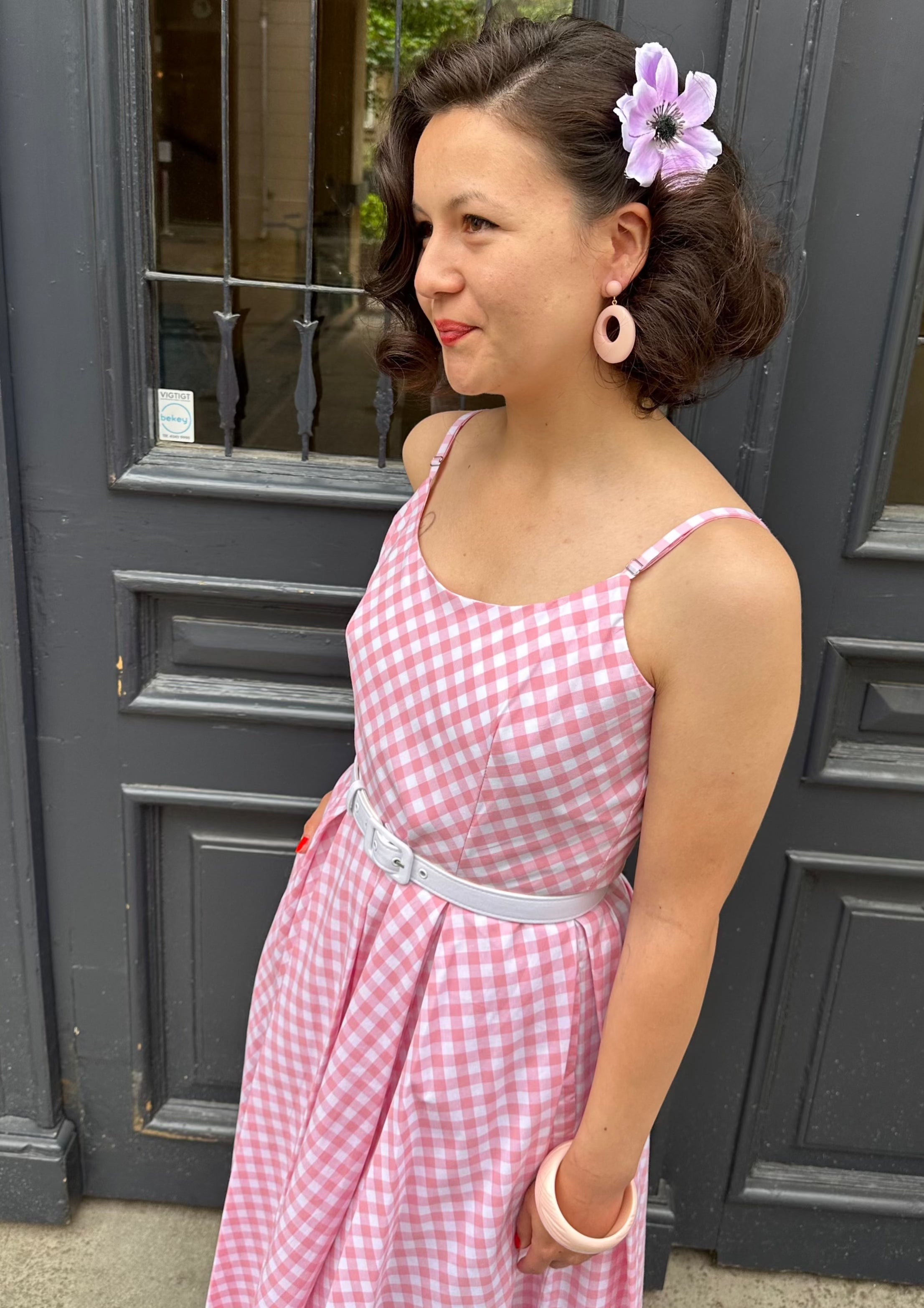 Priscilla swing dress - pink gingham checks