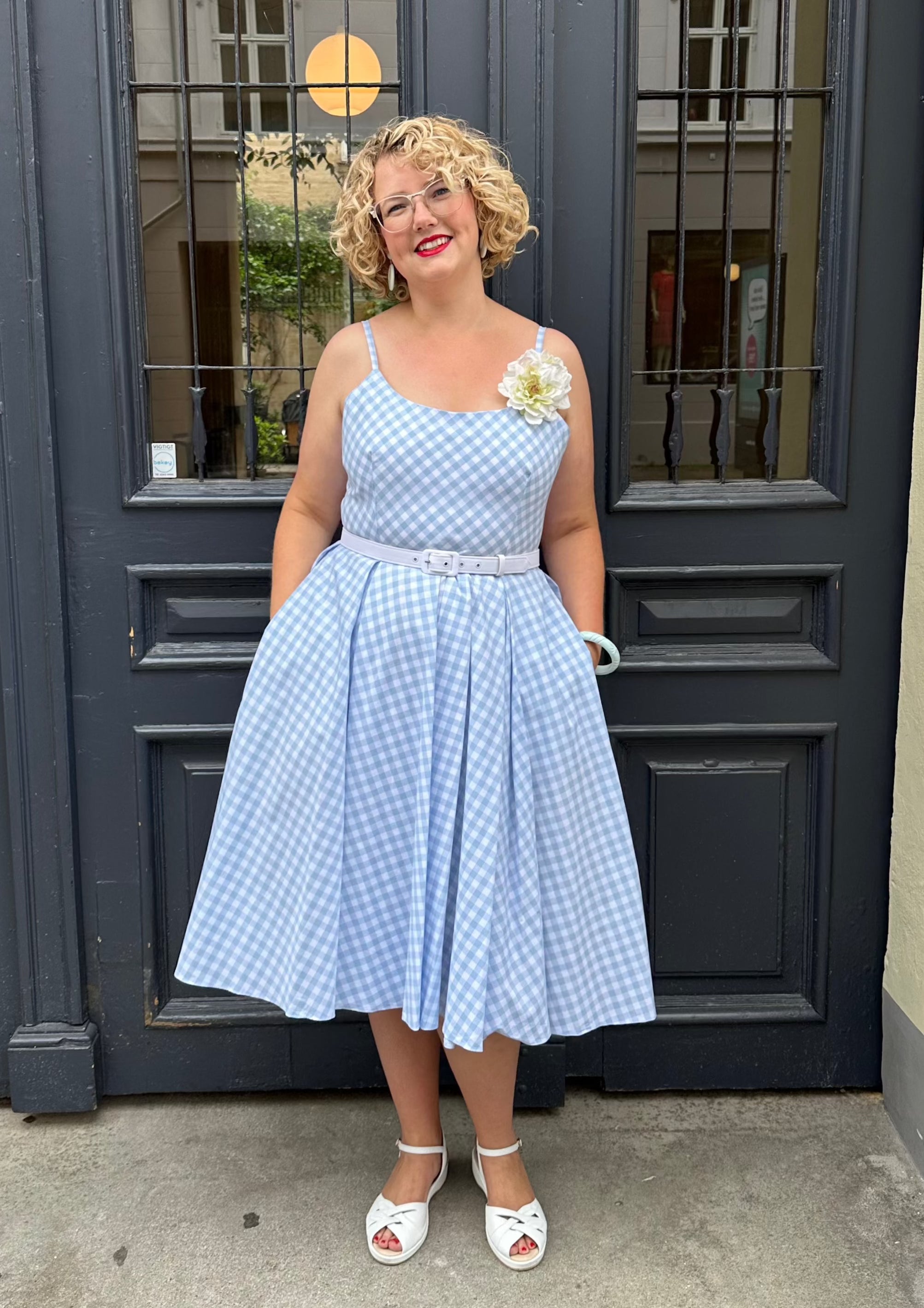Priscilla swing dress - blue gingham checks