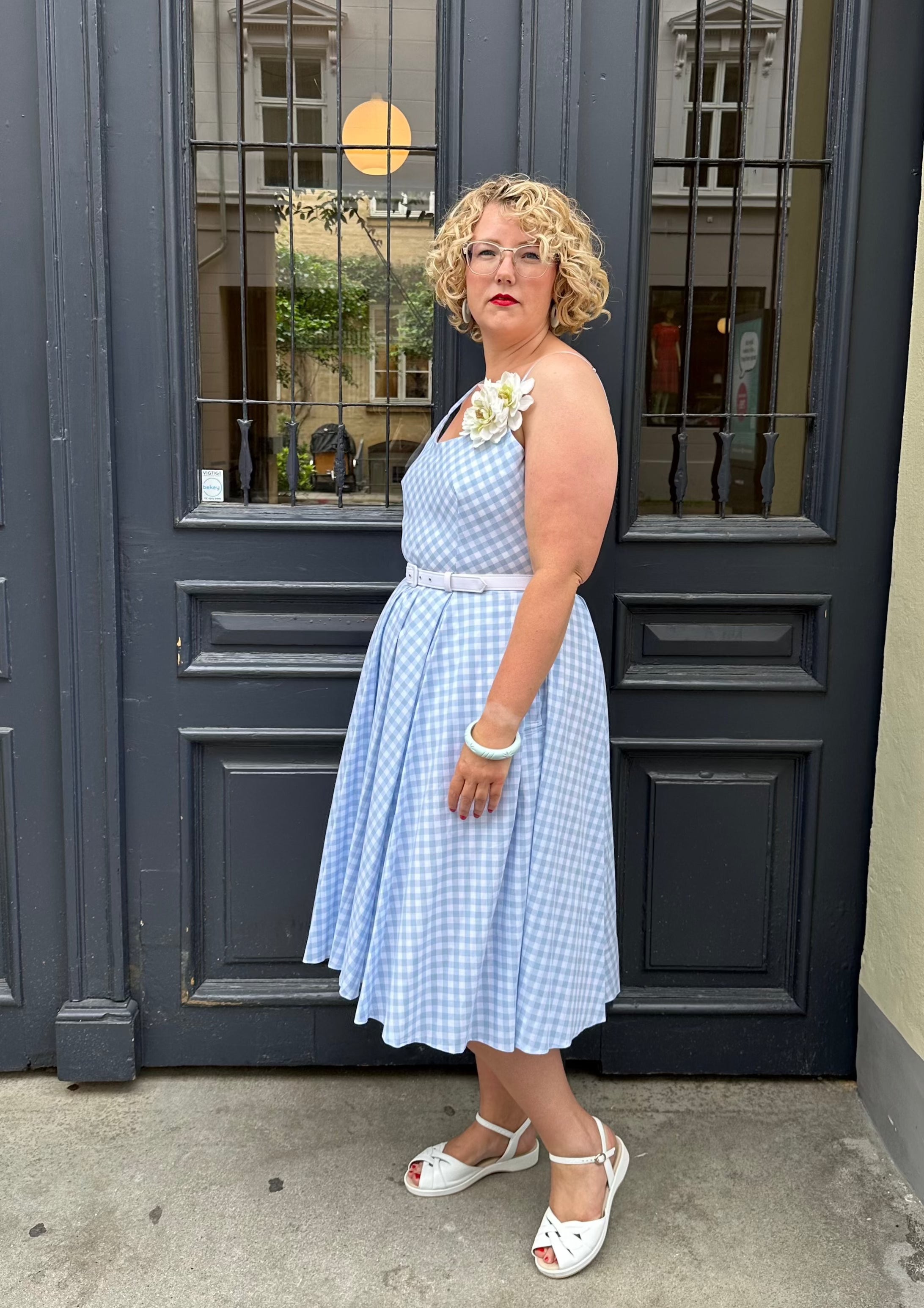 Priscilla swing dress - blue gingham checks