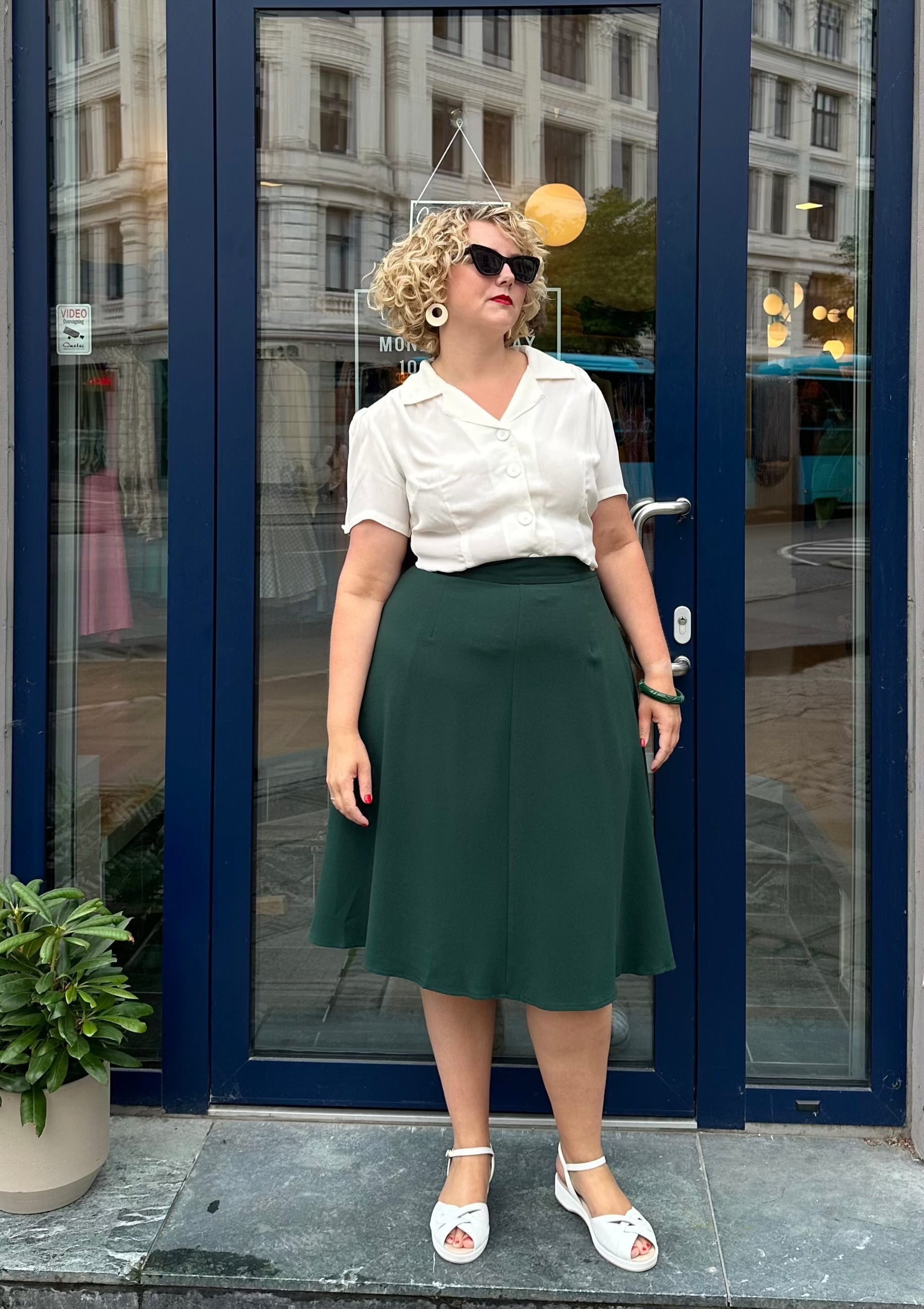Classic A-line skirt - dark green