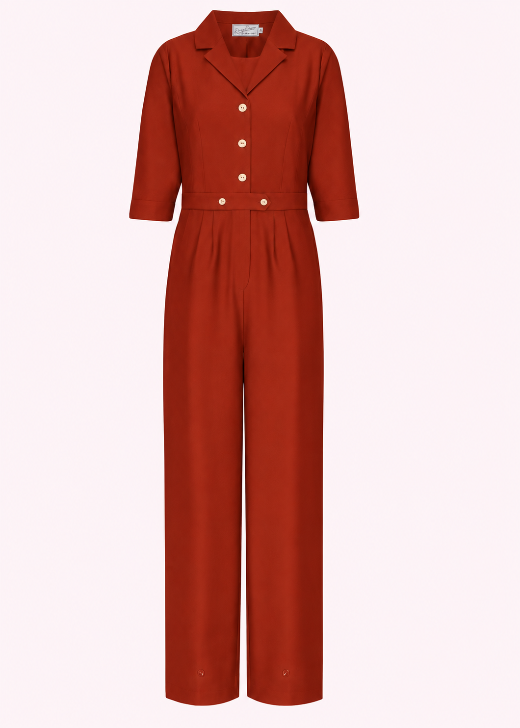 Maxine jumpsuit with 3/4 sleeves sleeves - rust-red