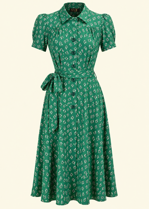1940s style shirt dress - green Diamond Deco