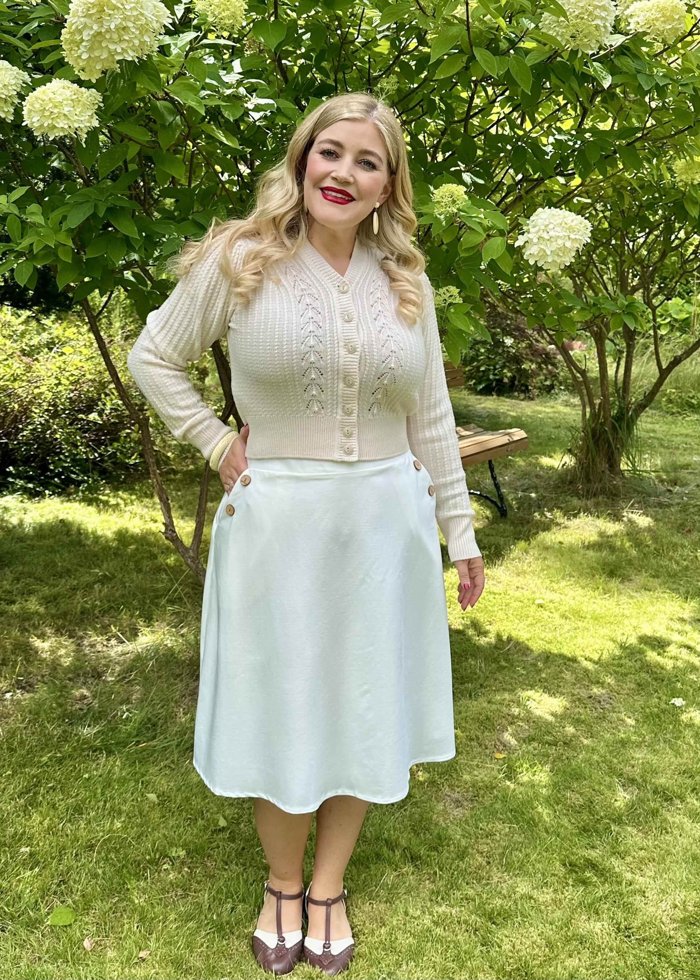 A-line nederdel med knapper i råhvid aline nederdel Daisy Dapper 