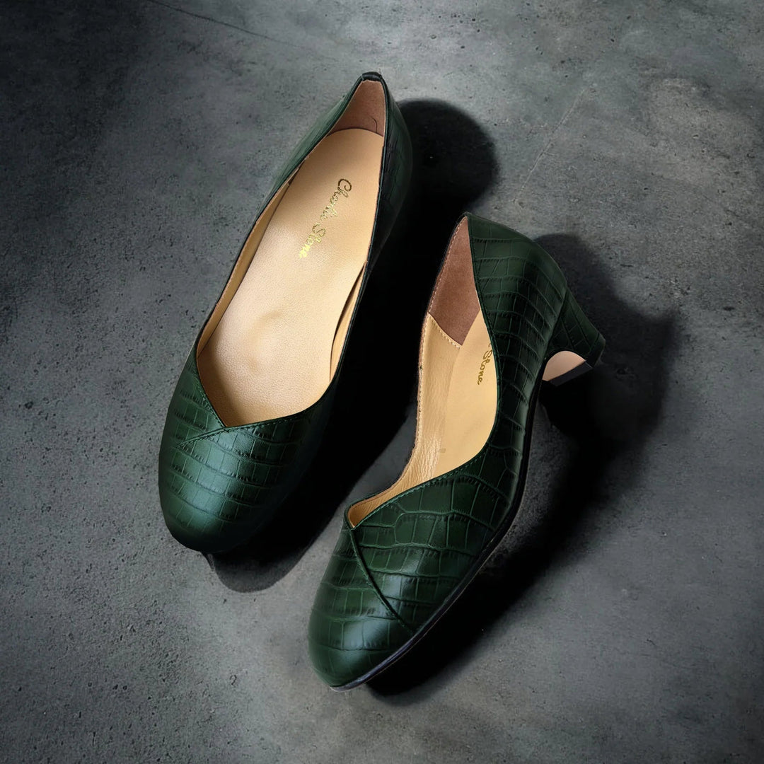 Green croc heels hotsell