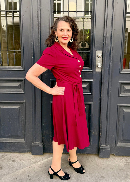 Betty short sleeve shirt dress - berry linen