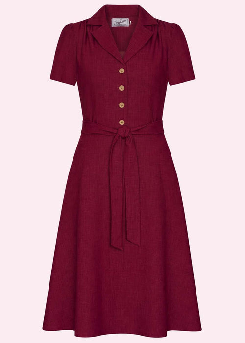 Betty short sleeve shirt dress - berry linen