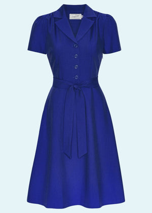 Vintage style Betty shirt dress in royal blue from Daisy Dapper Vintage style Betty shirt dress in royal blue from Daisy Dapper