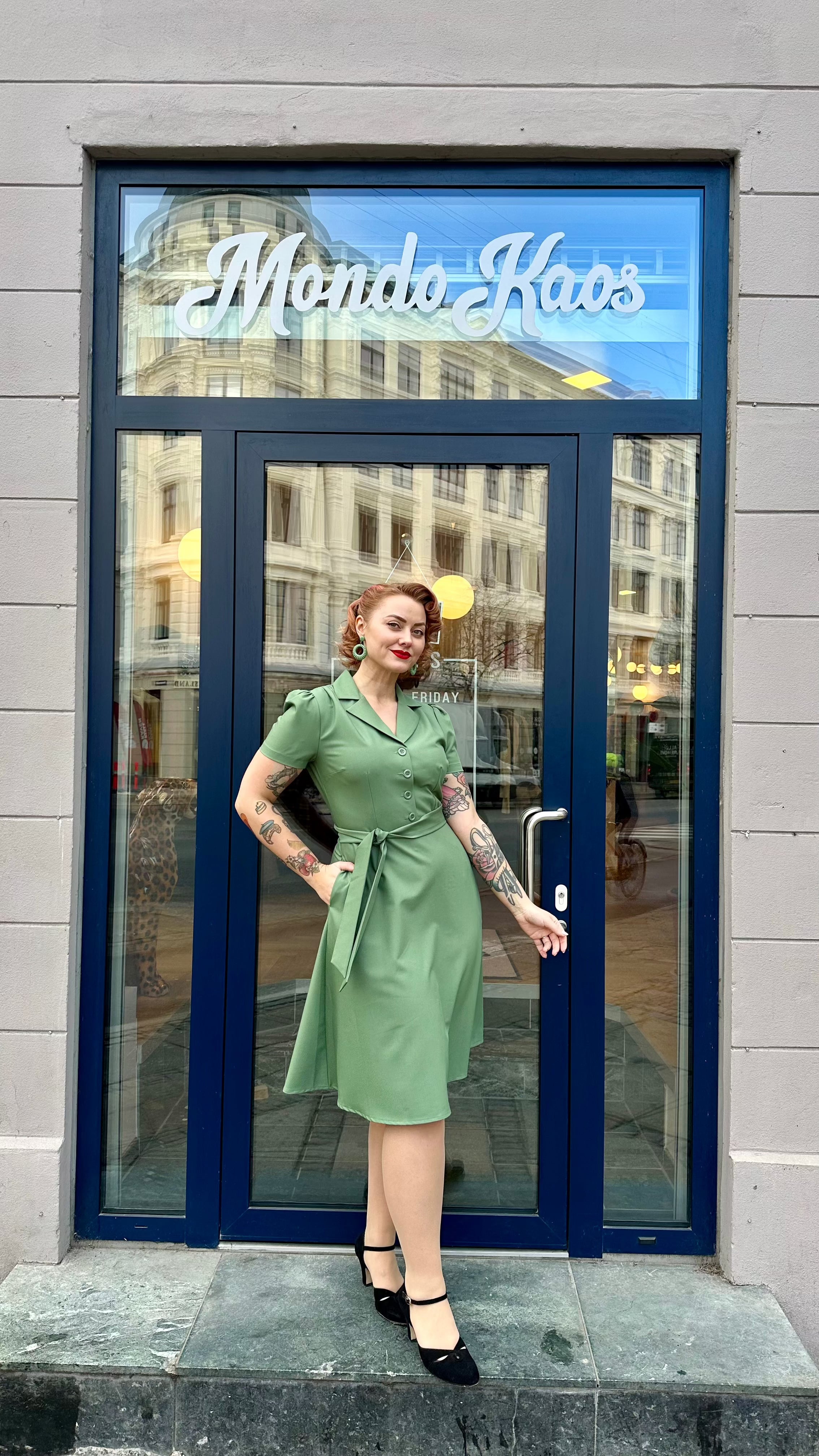 Betty skjortekjole i jadegrøn skjortekjole Daisy Dapper 