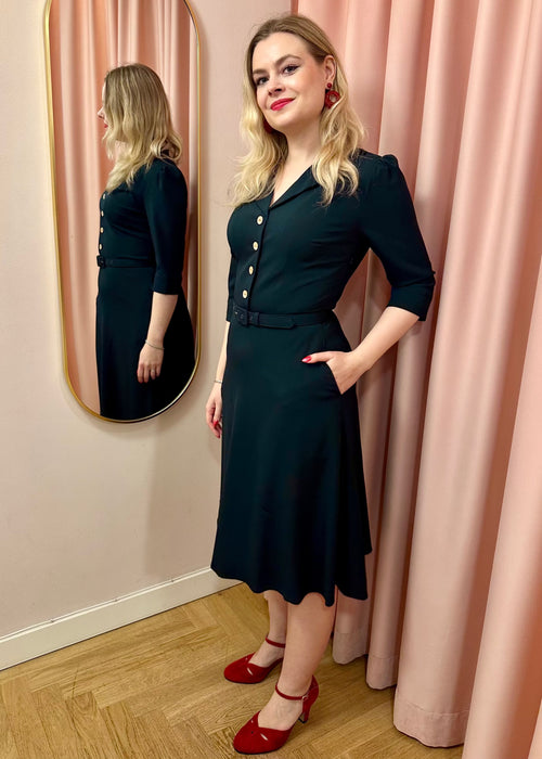 Betty shirt dress with 3/4 sleeves - dark green