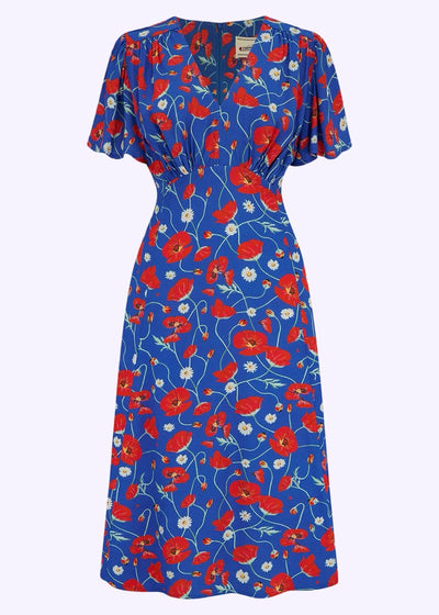 Betty Tea dress - A-line kjole i blå med blomster Kjoler Weekend Doll 