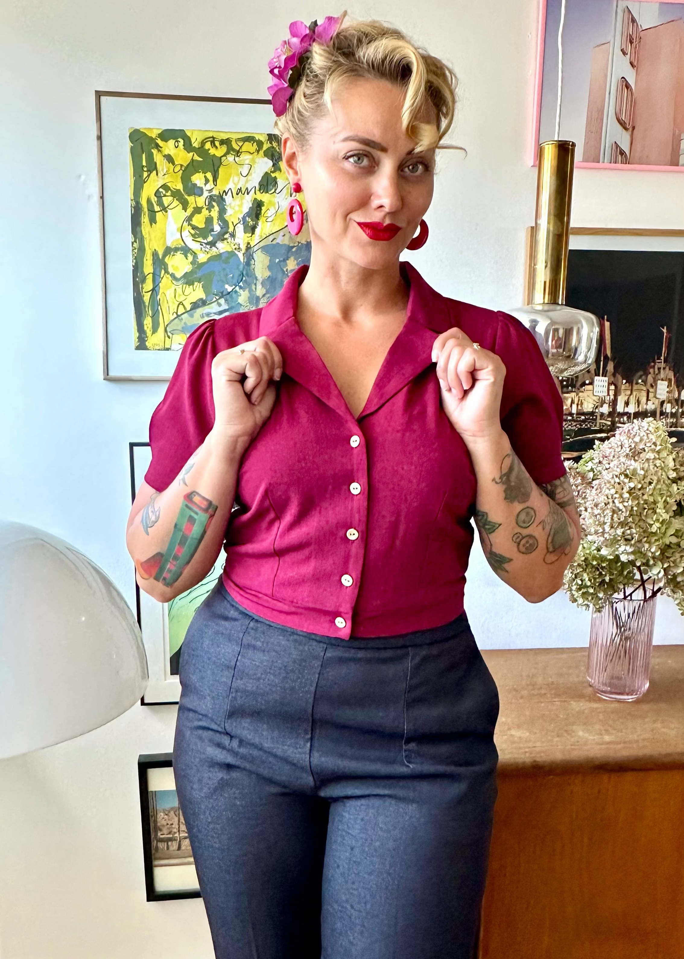 Billie højtaljede bukser i sort 'denim' bukser Daisy Dapper 