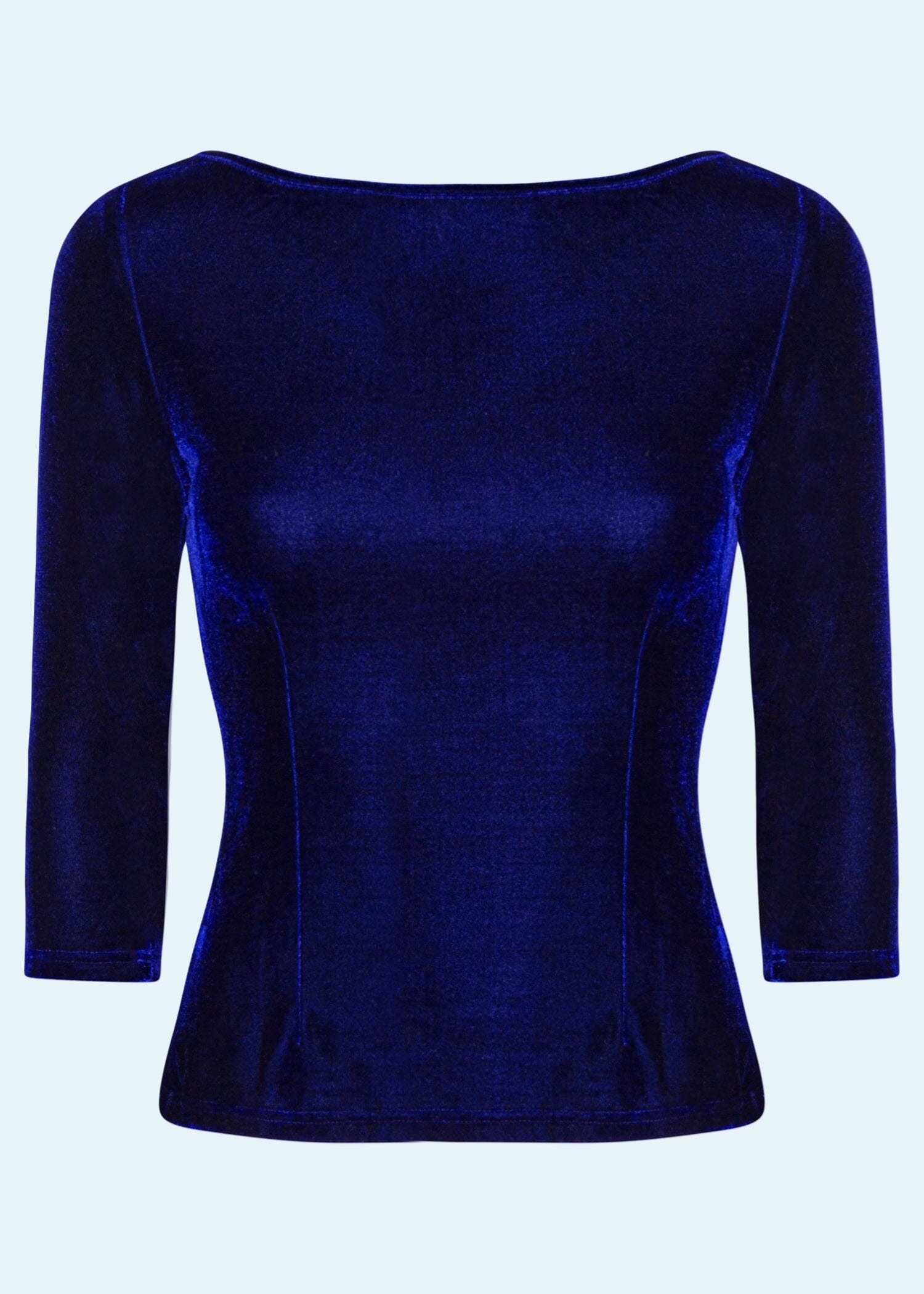 Boatneck vendbar top i blå velour jersey top Daisy Dapper 