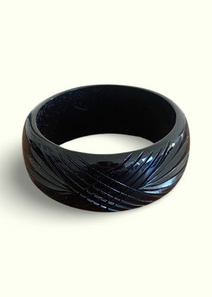 Bredt armbånd i vintage stil, sort Accessories Rock It Rosie 