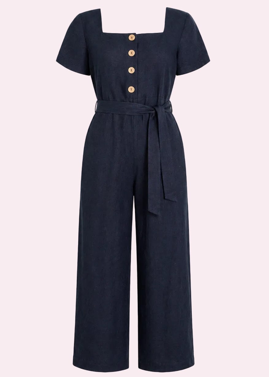 Buksedragt i linen - Navy skjortekjole Very Cherry 
