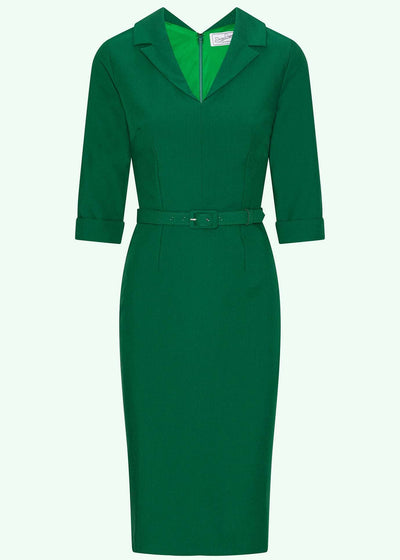 Chloe pencilkjole med reverskrave i grøn pencil kjole Daisy Dapper 