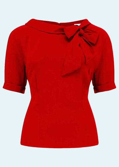 Cindy skjorte med korte ærmer i rød kortærmet skjorte Seamstress Of Bloomsbury 