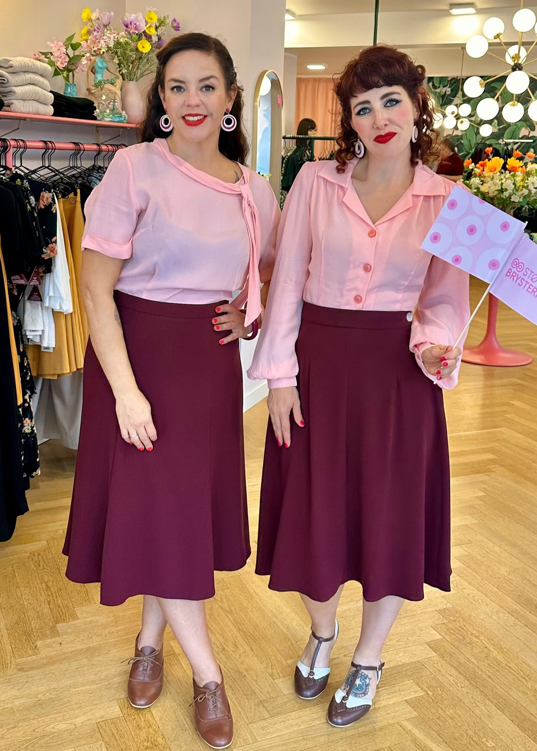 Classic A-line skirt in burgundy from Weekend Doll