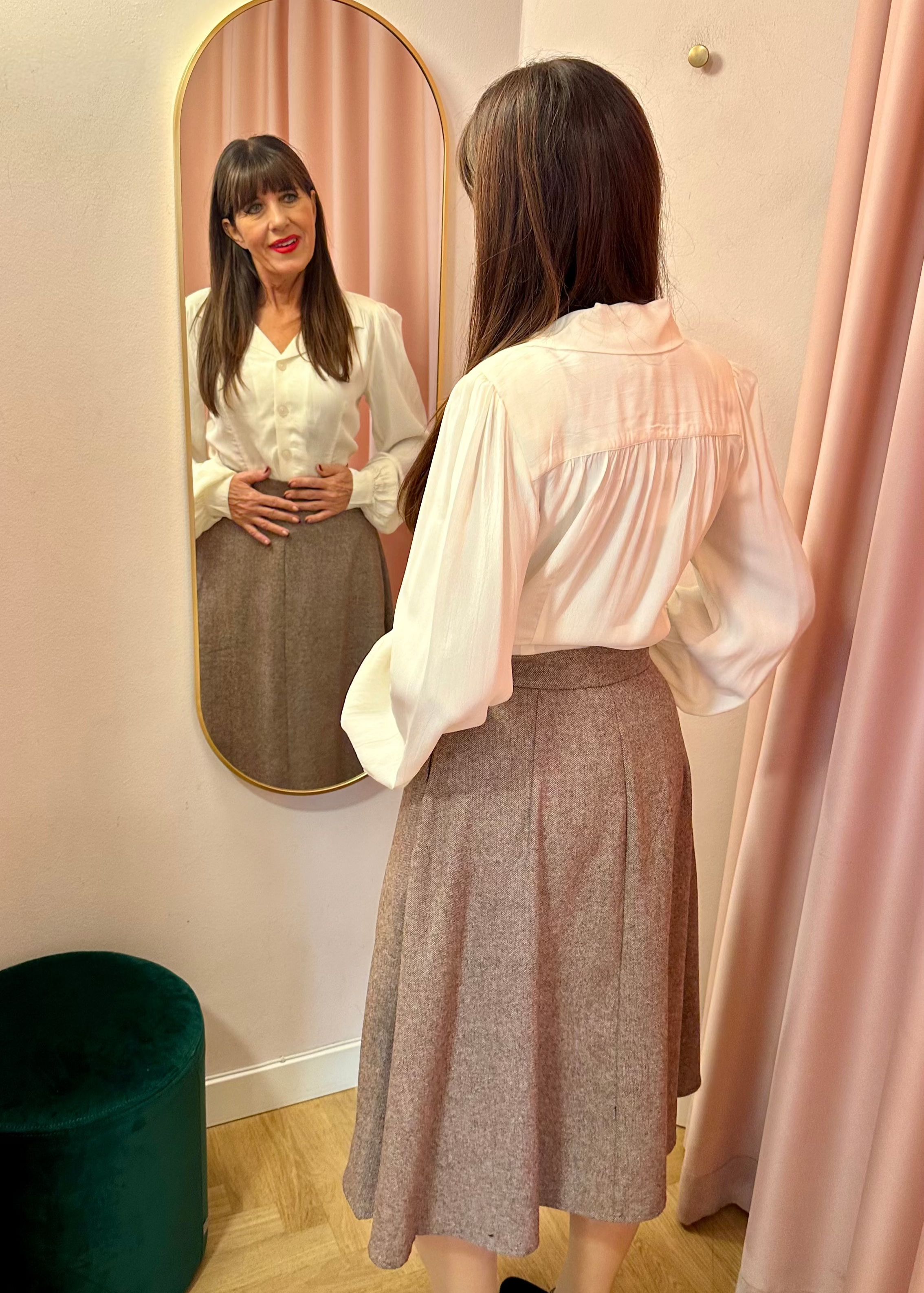 Classic A-line nederdel i brun uldblanding nederdel Weekend Doll 