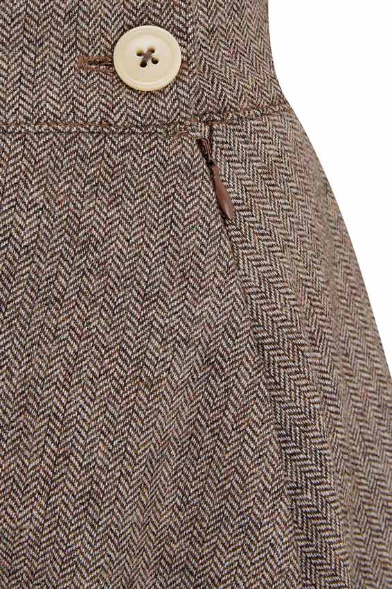 Classic A-line nederdel i brun uldblanding nederdel Weekend Doll 