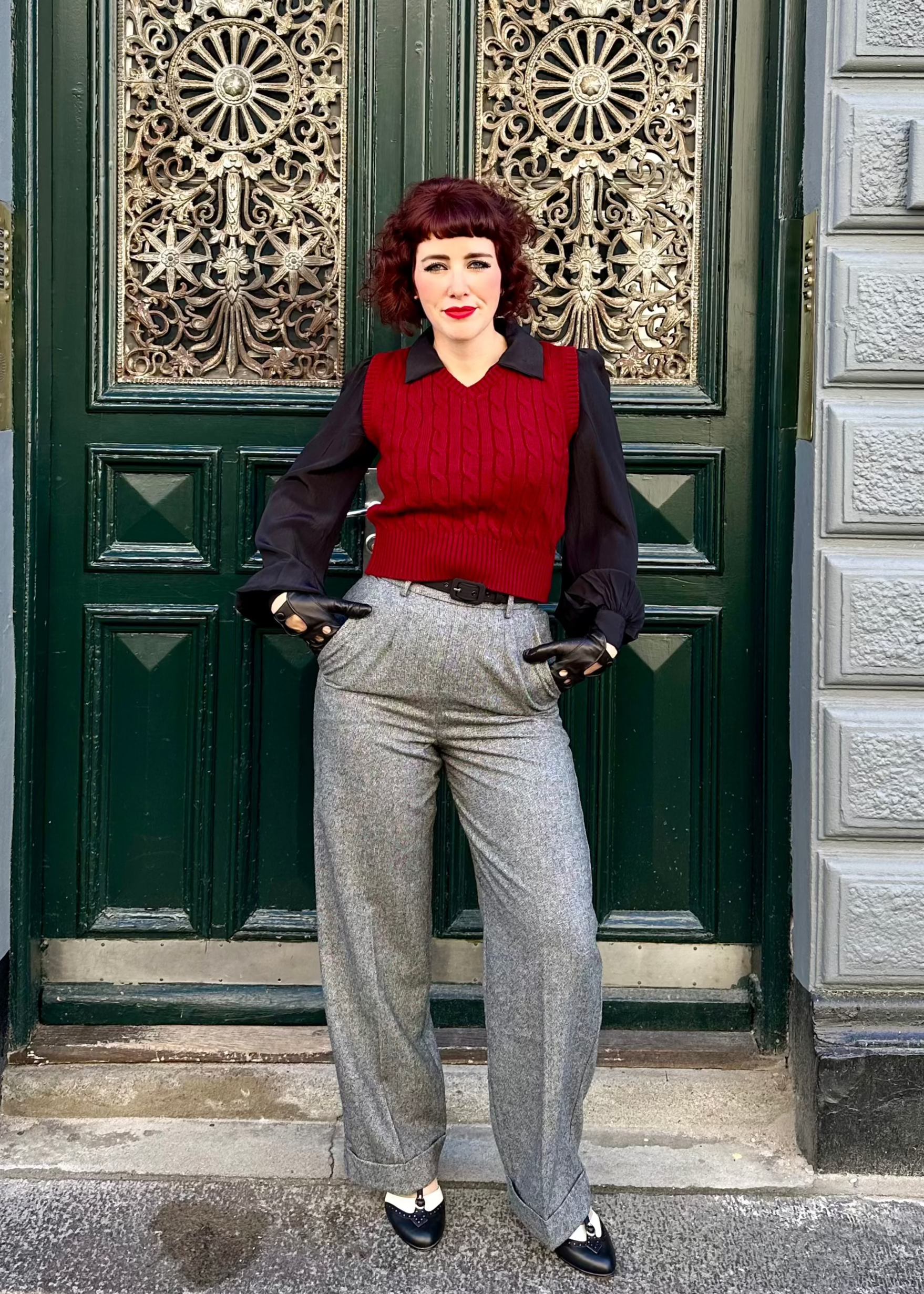 Classic vide bukser i grå uldblanding bukser Weekend Doll 