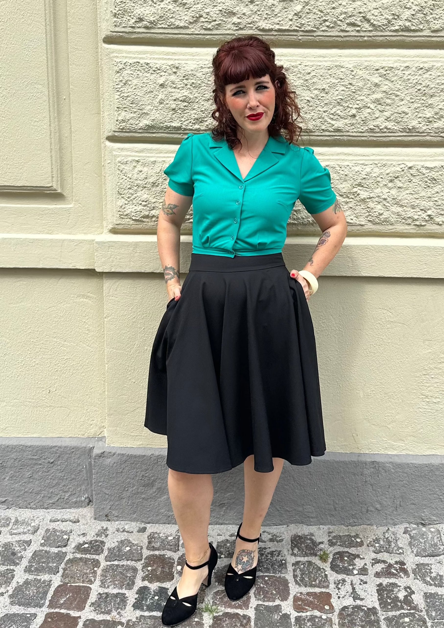 Daisy kortærmet cropped skjorte i aqua grøn kortærmet skjorte Daisy Dapper 
