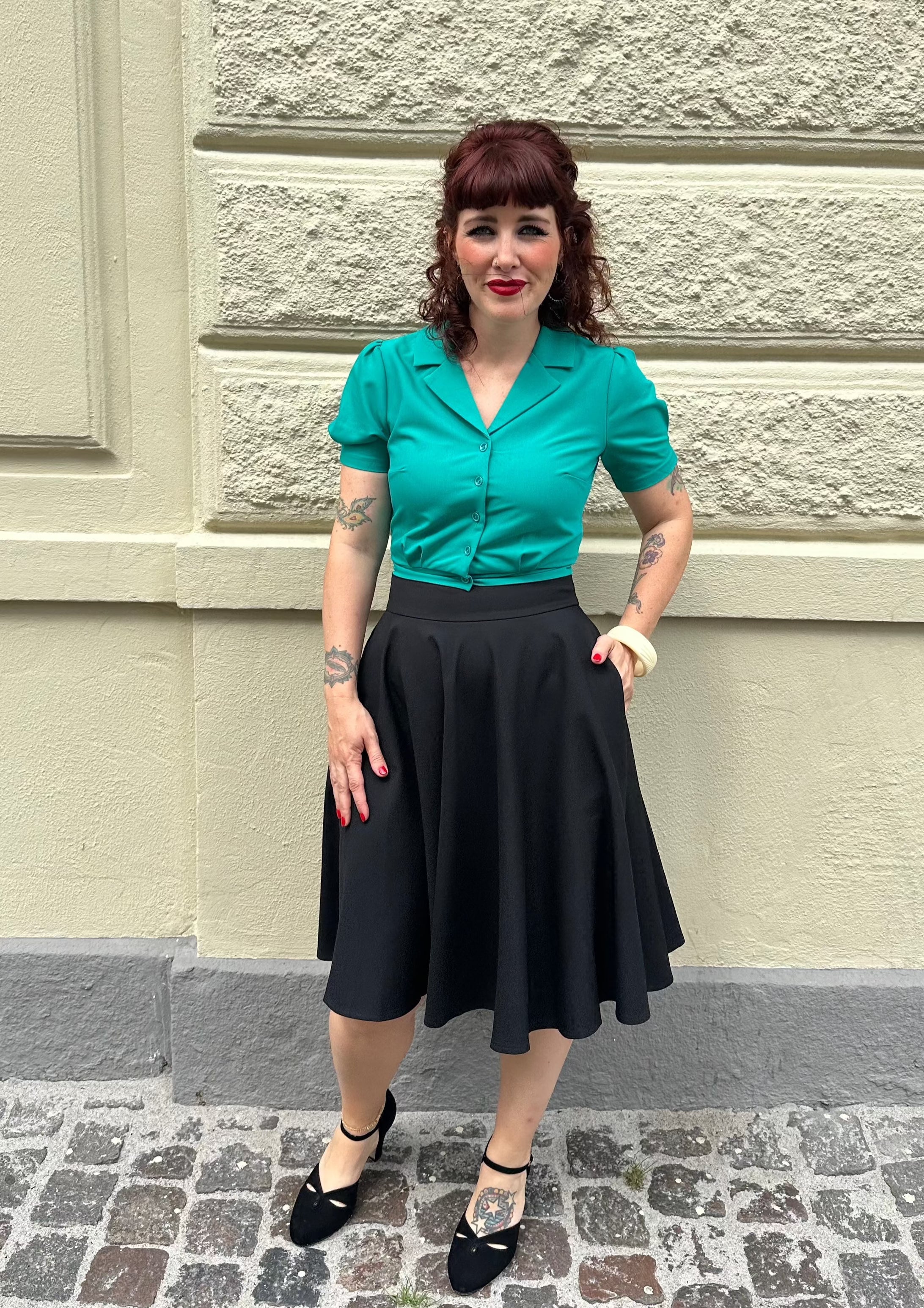 Daisy kortærmet cropped skjorte i aqua grøn kortærmet skjorte Daisy Dapper 