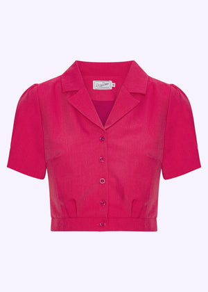 Daisy kortærmet cropped skjorte i raspberry kortærmet skjorte Daisy Dapper 