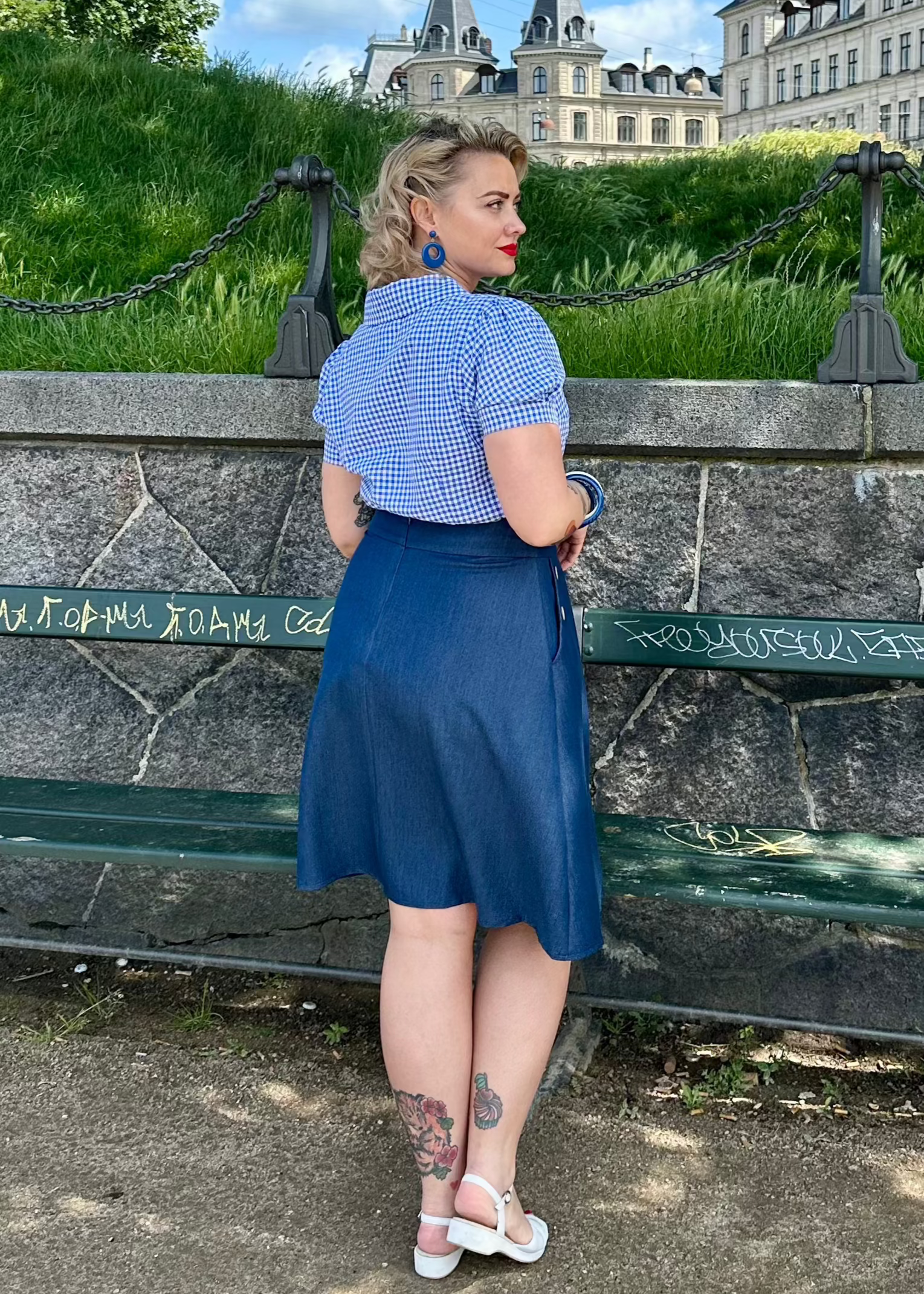 Daisy kortærmet skjorte i blå og hvid gingham kortærmet skjorte Daisy Dapper 