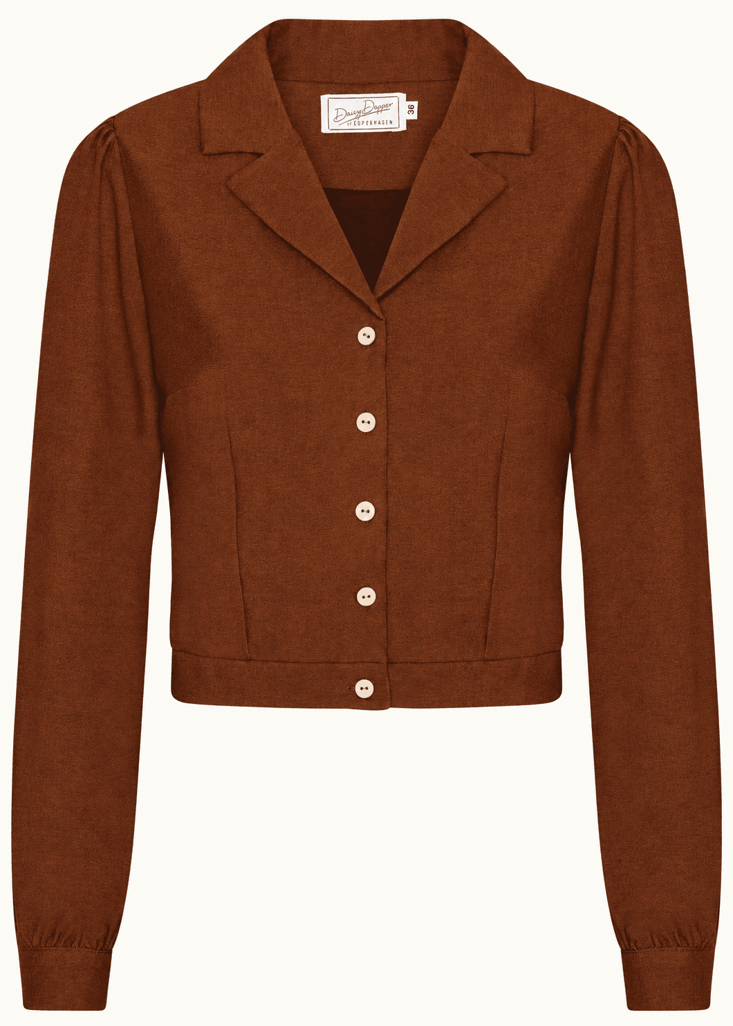 Daisy langærmet skjorte - cognac linen look langærmet skjorte Daisy Dapper 