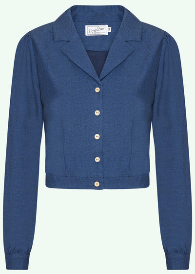 Daisy langærmet skjorte i blå denim-look langærmet skjorte Daisy Dapper 