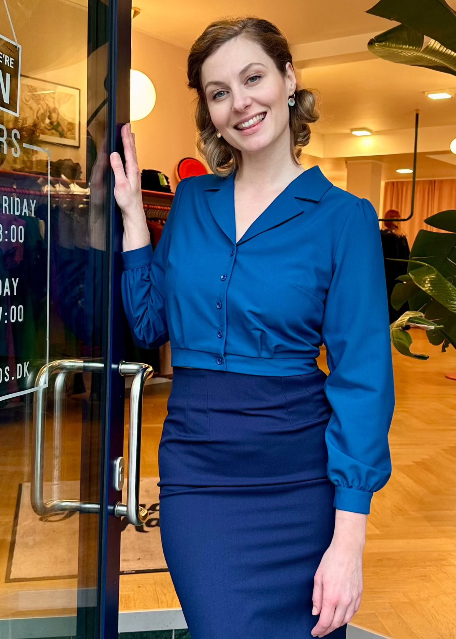 Daisy langærmet skjorte i teal langærmet skjorte Daisy Dapper 