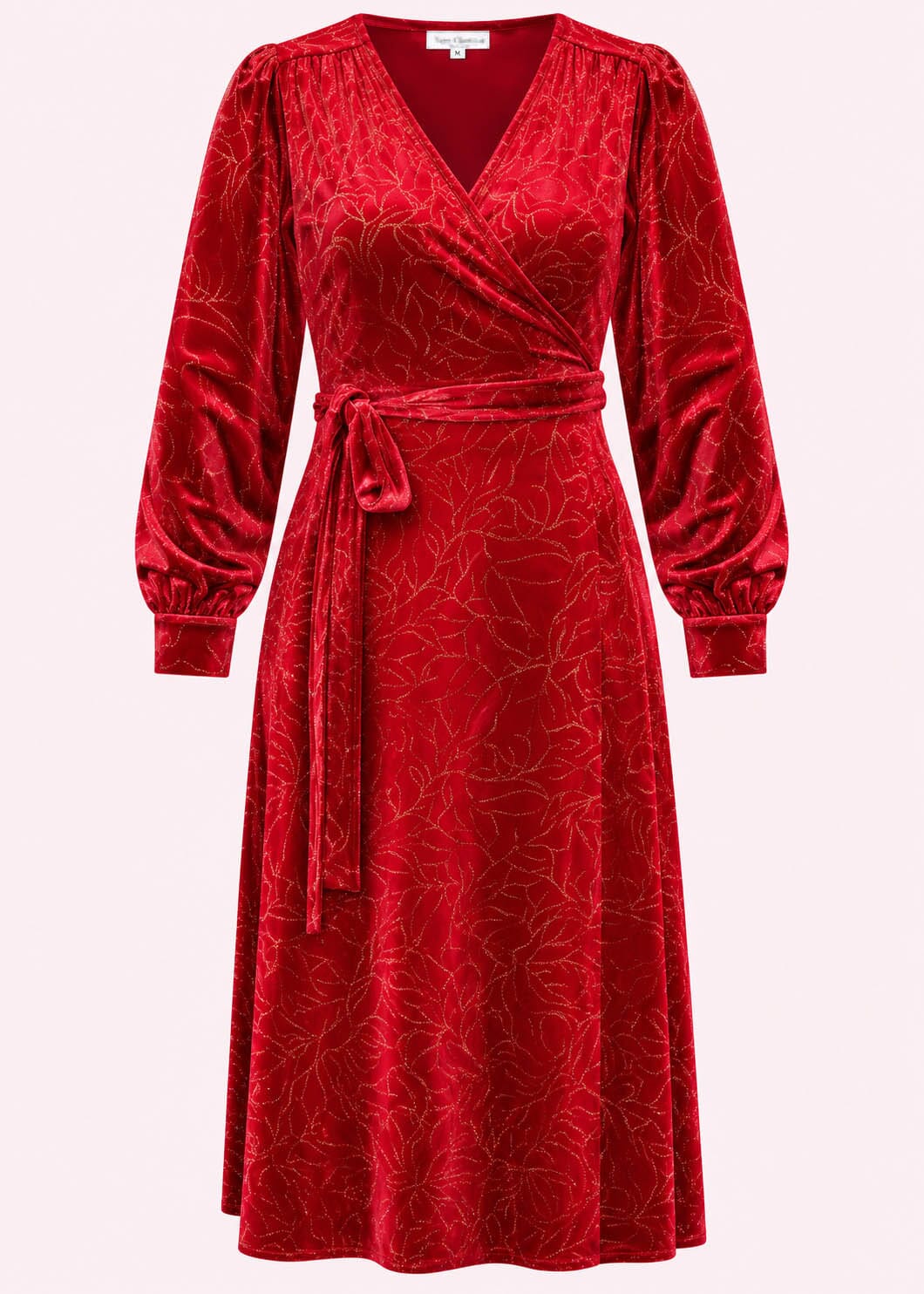 Dalida slåom kjole med lange ærmer i velour - rød med glitter slåom kjole Very Cherry 
