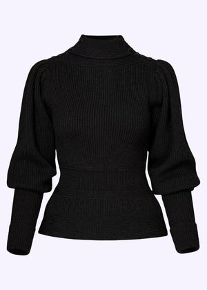 Edwardian Cycling Sweater i sort merinould bluse Emmy Design 