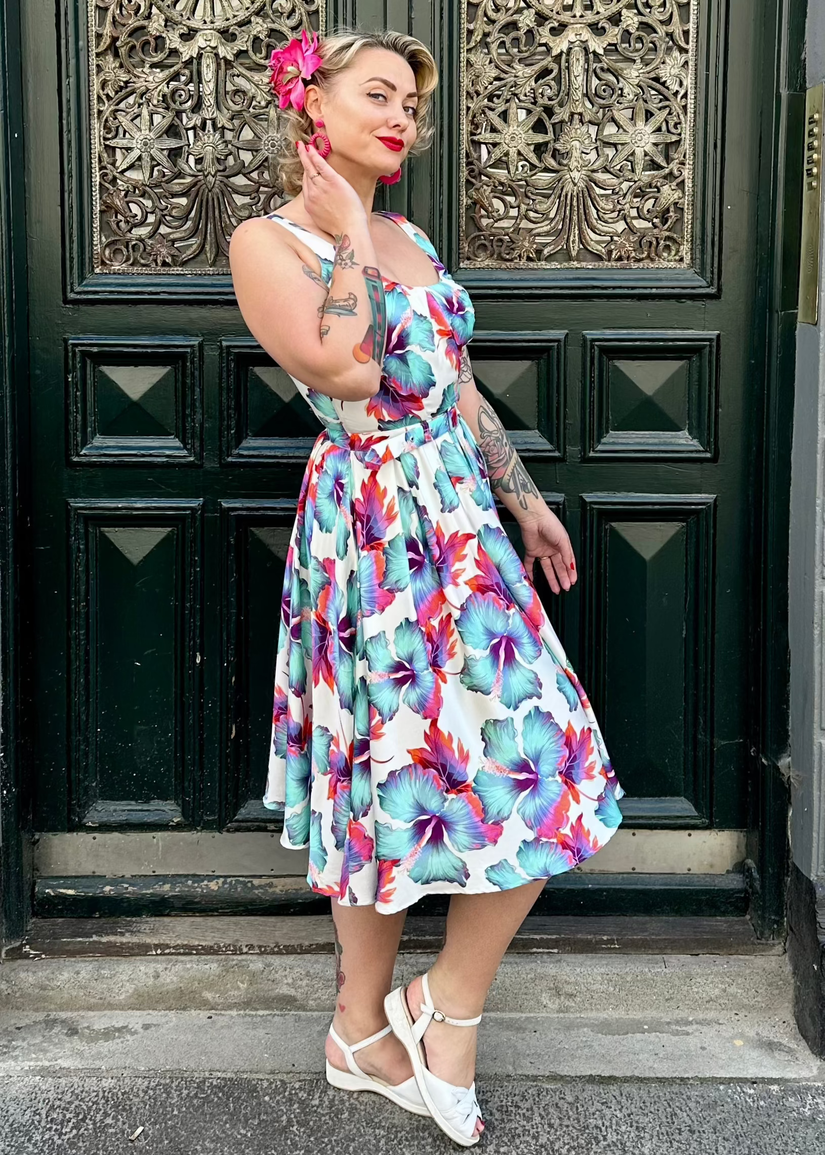 Flava-Lee swingkjole med hawaii print Kjoler Miss Candyfloss 