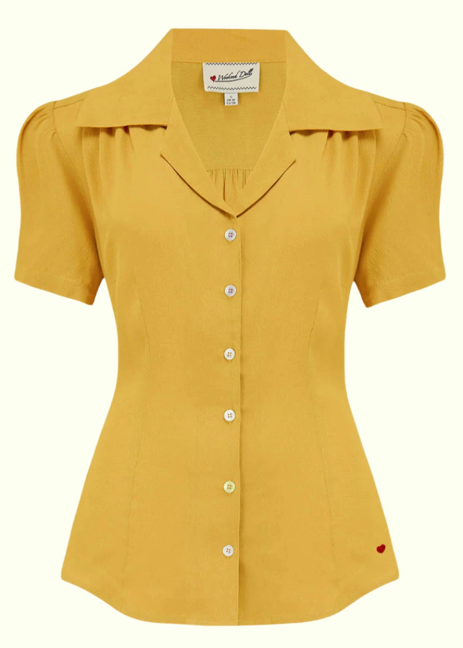 Gene kortærmet skjorte i mustard kortærmet skjorte Weekend Doll 