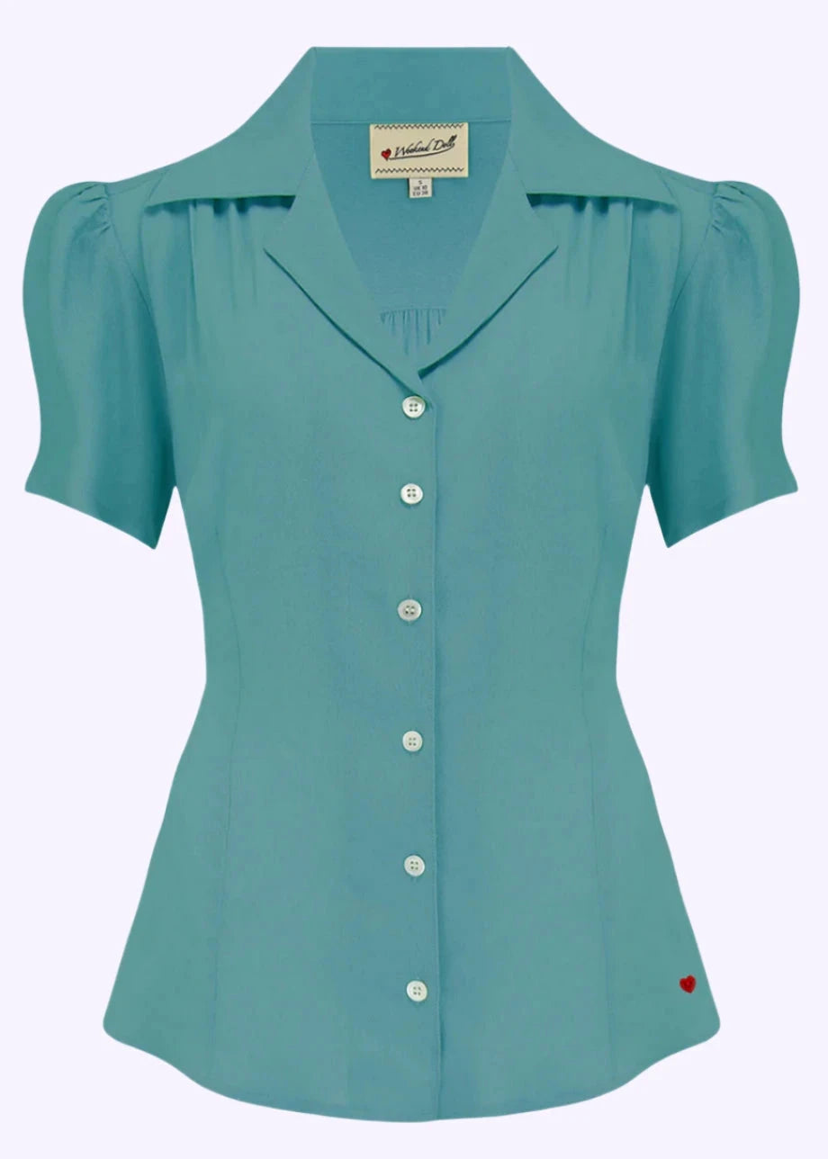 Gene kortærmet skjorte i teal kortærmet skjorte Weekend Doll 