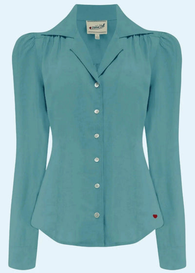 Gene langærmet skjorte i lys teal langærmet skjorte Weekend Doll 