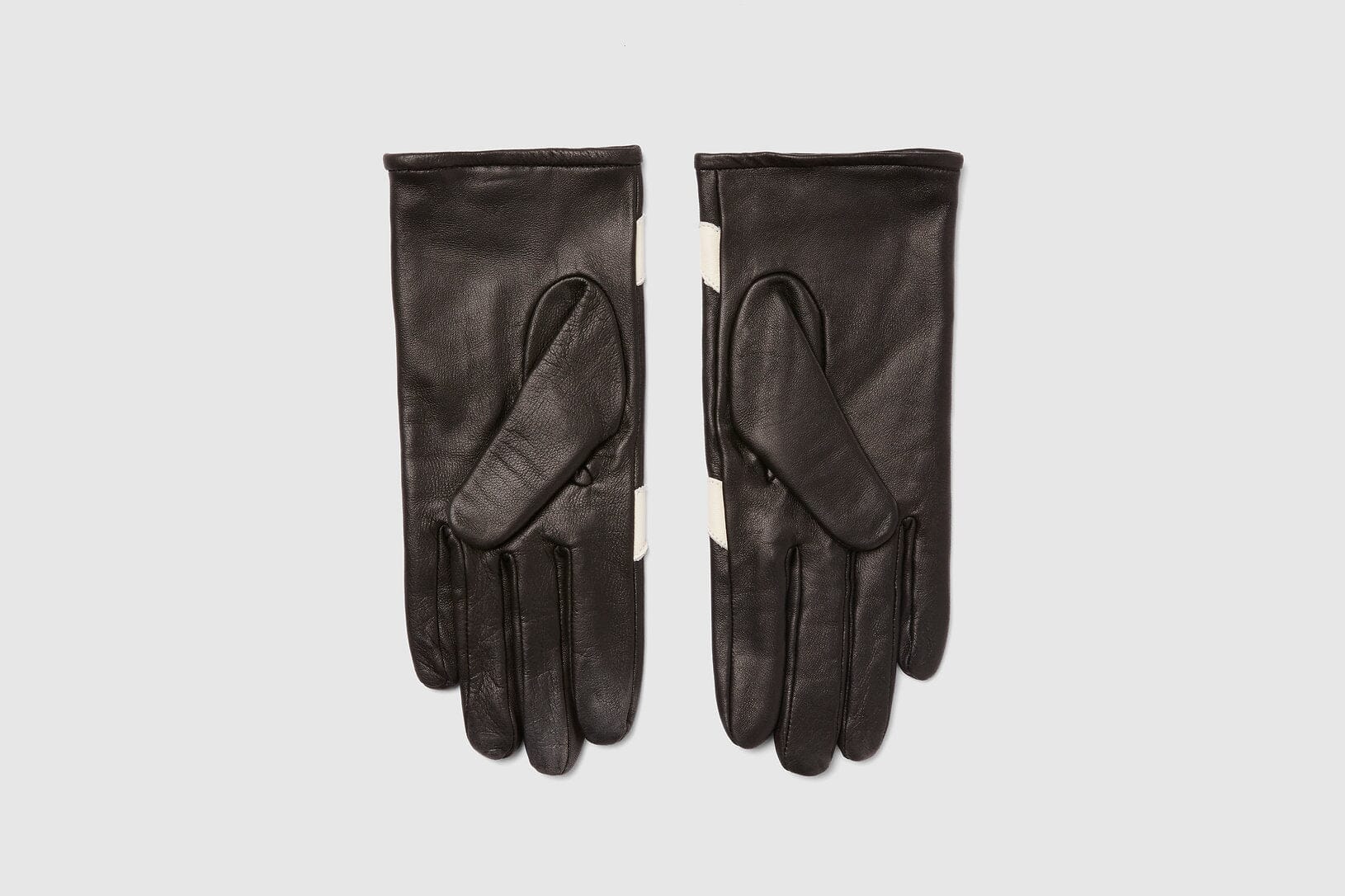 Handsker i sort læder med hvide hjerter handsker Mabel Sheppard 