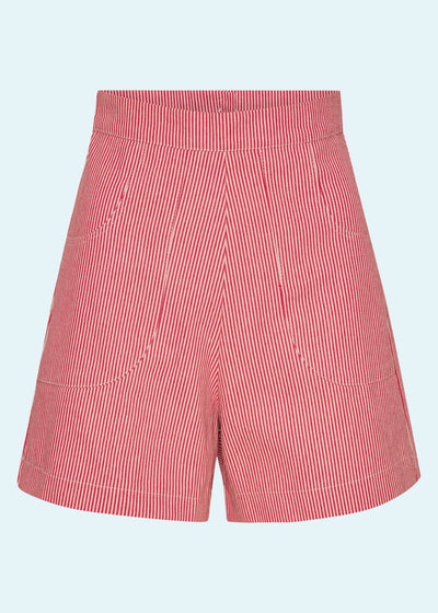 Højtaljede 1950'er stil shorts med røde striber tøj Freddies Of Pinewood 