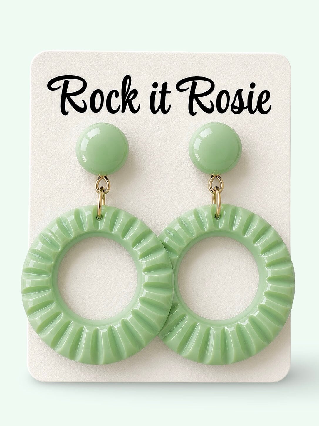 Hoop øreringe i 1950'er stil med mønster - pastel grøn øreringe Rock It Rosie 