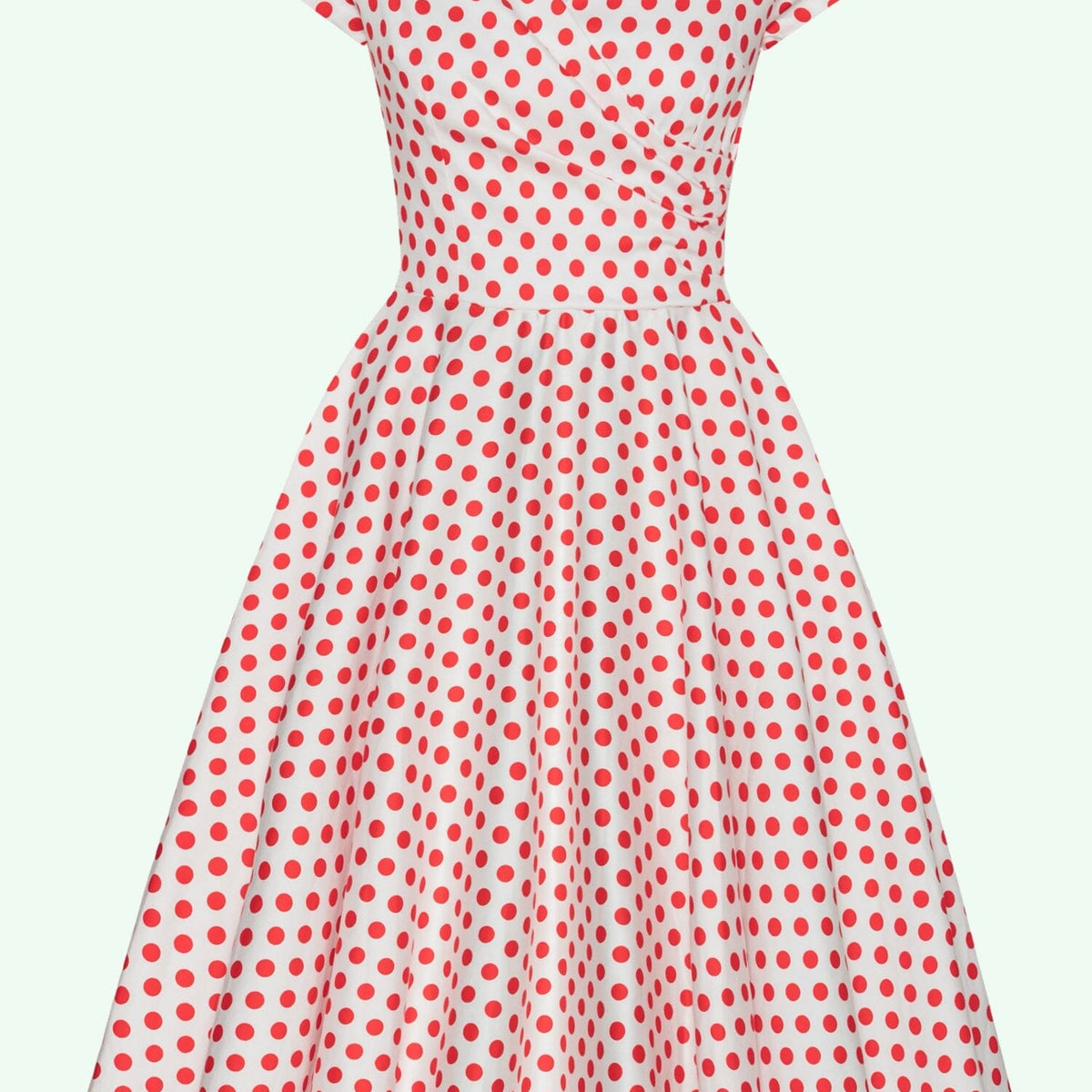 Hourglass swing dress in white with red polka dots from Pretty Dress Company Hourglass swing dress in white with red polka dots from Pretty Dress Company