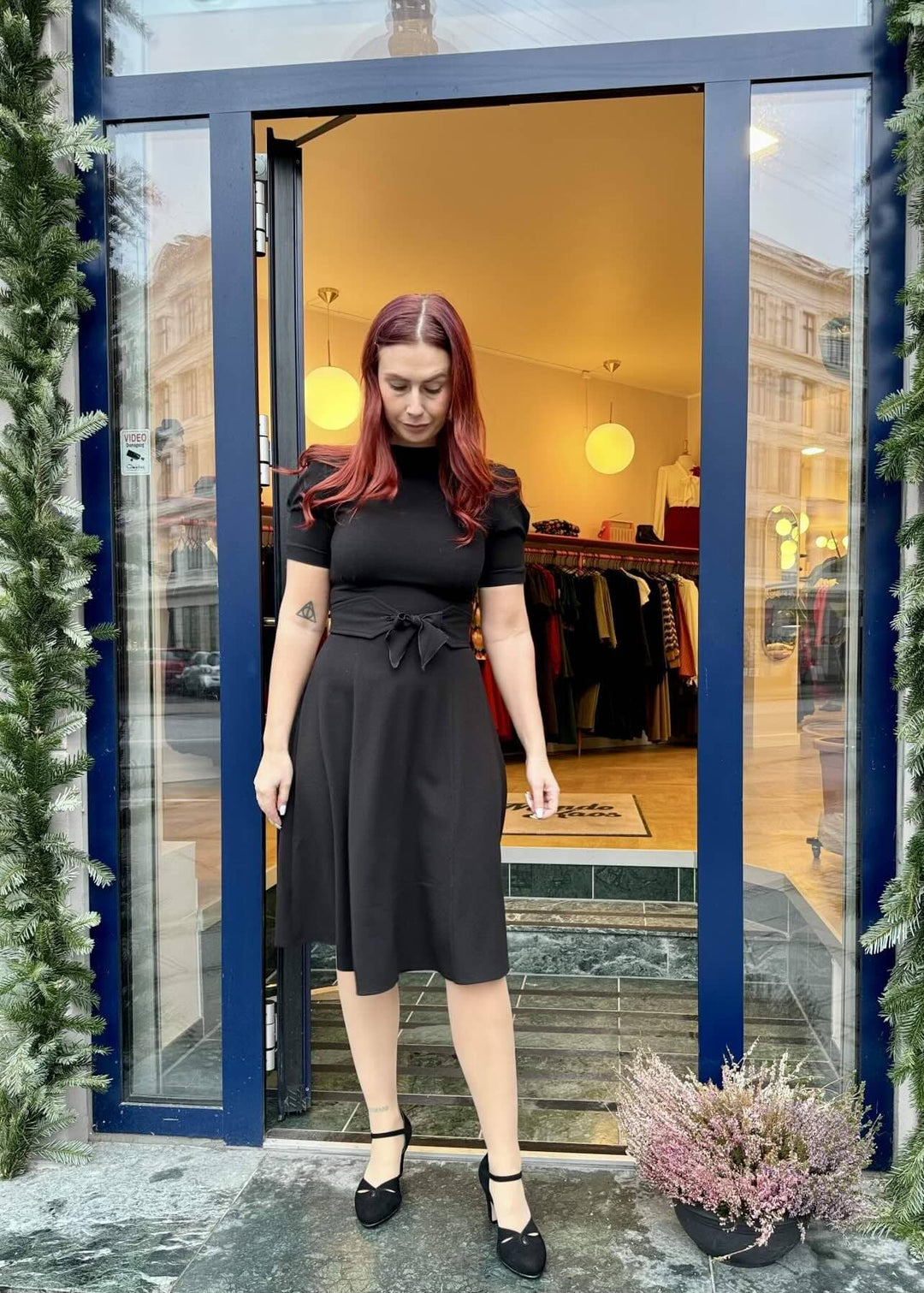 Stanwyck 40s style black A-line dress from House of Foxy