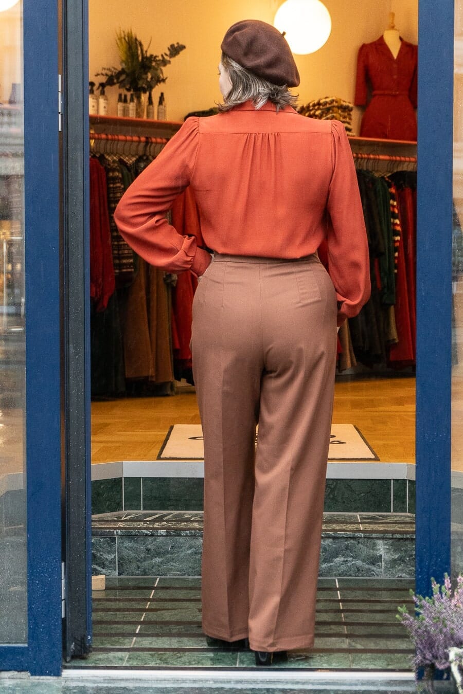 House of Foxy: Sweetheart vintage stils skjortebluse i rustfarvet tøj House Of Foxy 