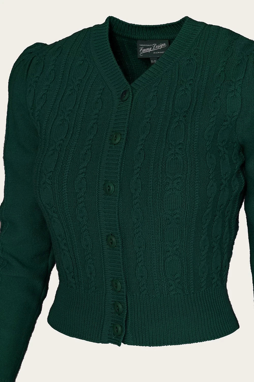 Ice Skater Cardigan i flaskegrøn merinould cardigan Emmy Design 