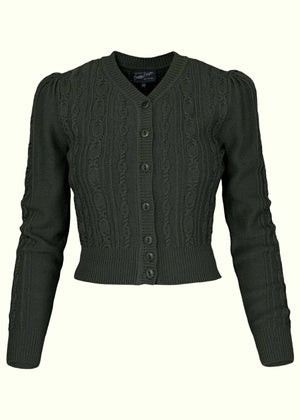 Ice Skater Cardigan i pine green merinould cardigan Emmy Design 