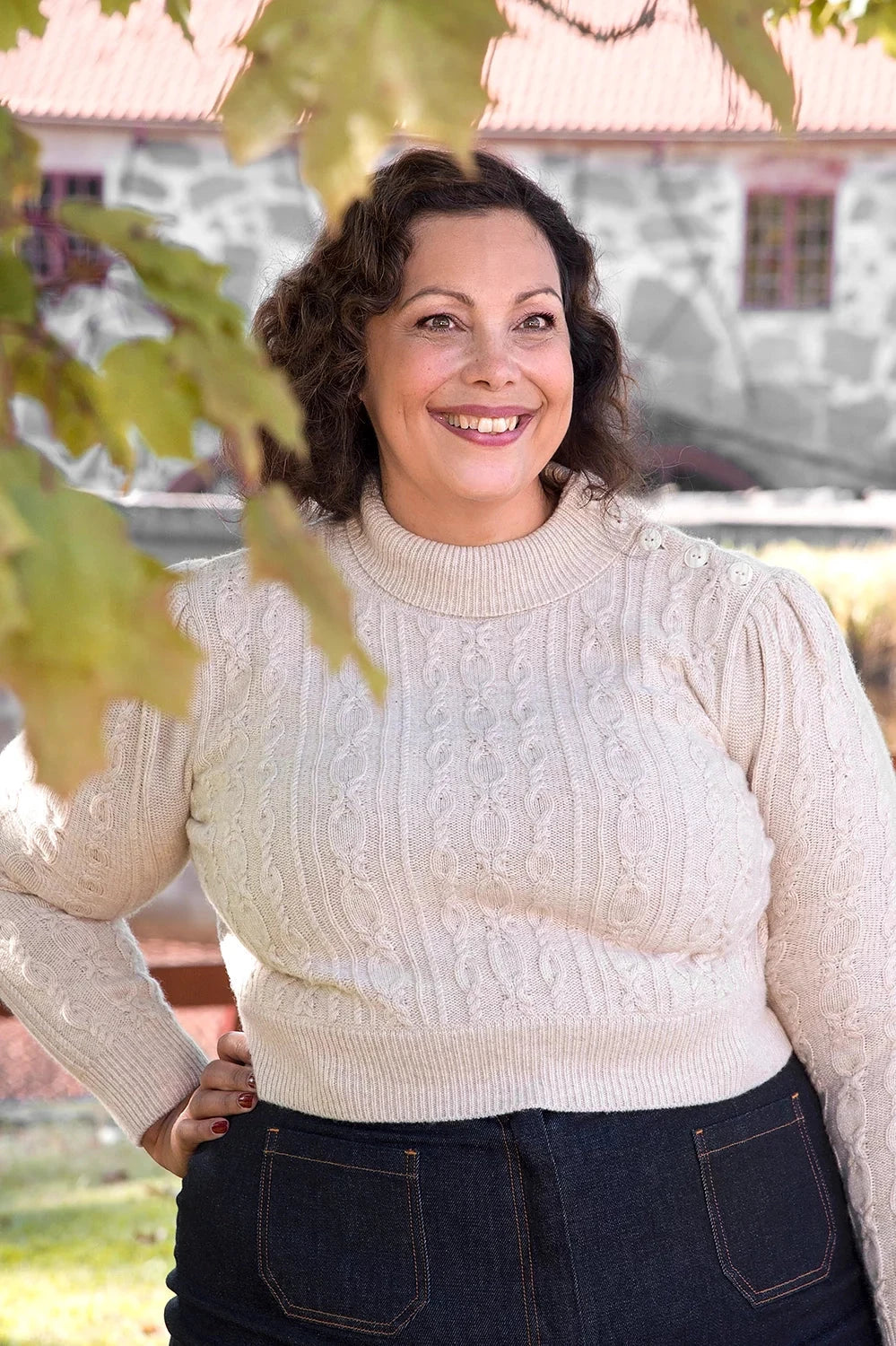 Ice Skater Sweater i antik hvid cashmere og merino uld bluse Emmy Design 